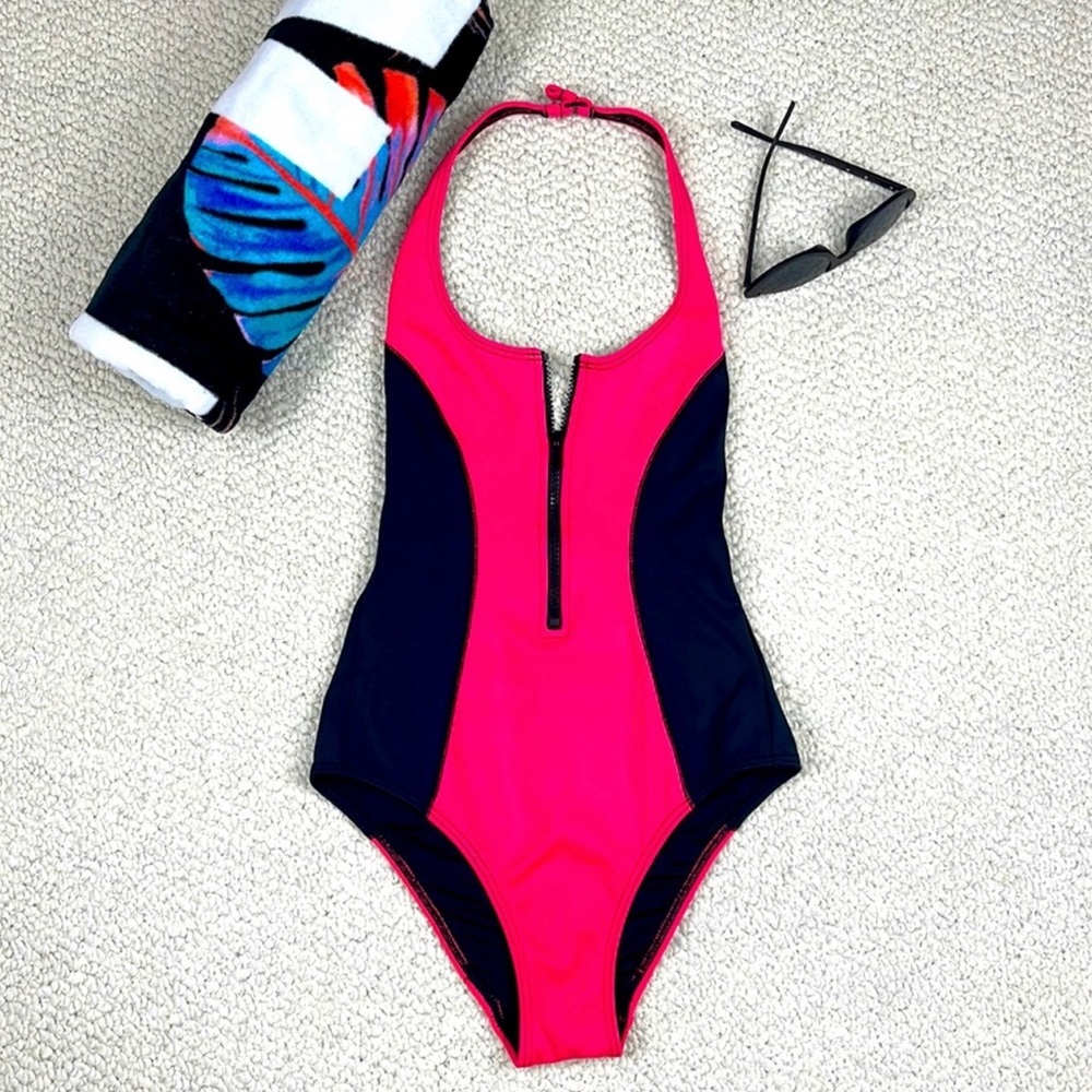 PINK Victoria’s Secret Coral Scuba Halter One-Piece Swimsuit - Picture 6 of 7
